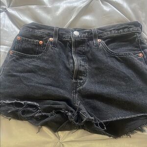 Levi's 501 Black Distressed Jean Shorts High-Waisted